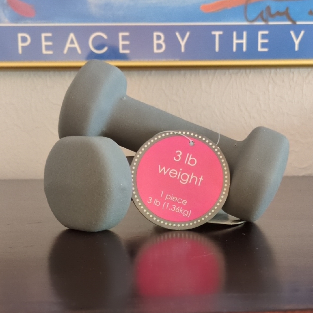 Gray 3 lb Neoprene Dumbbell Pair - Home Fitness